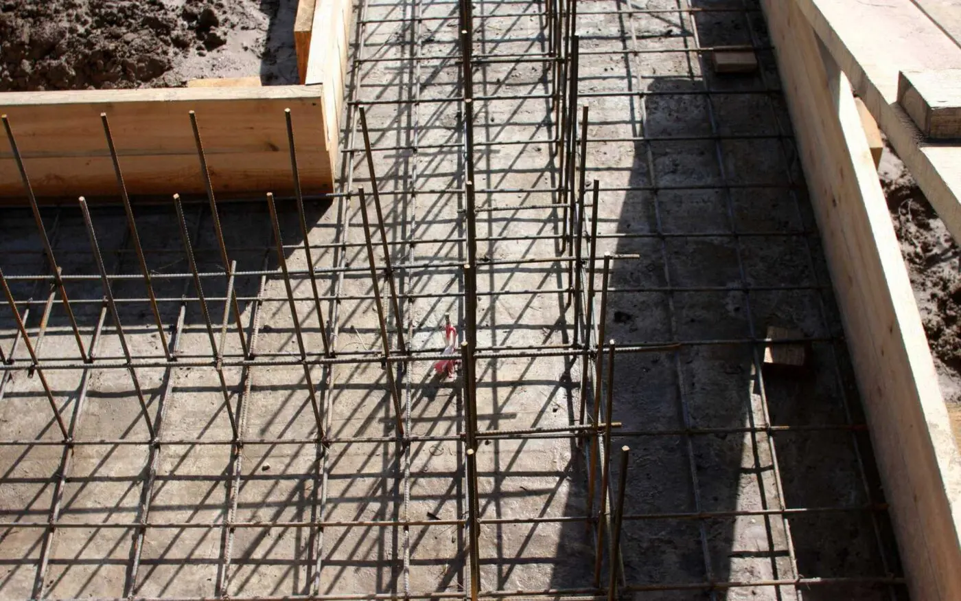 reinforcing bar (rebar) laid and tied in a concrete footer for a commercial project in Reno NV
