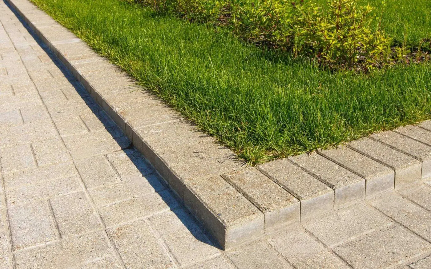 concrete curb separating the pavement from the grass