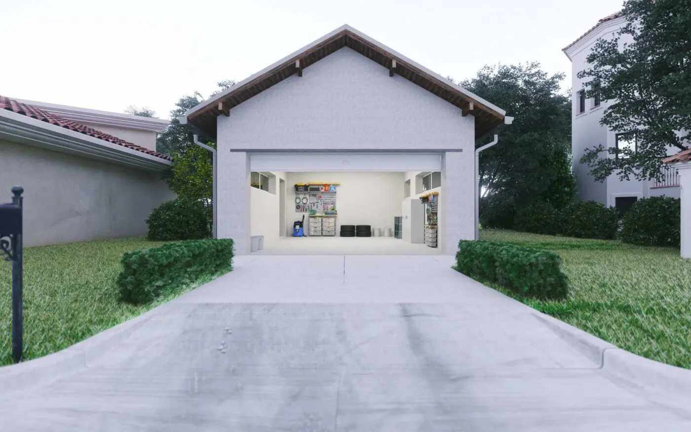 picture of a garage built on a new concrete slab in Reno Nevada